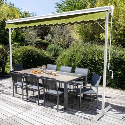 Store double pente avec coffre 3 x 4 m en aluminium vert