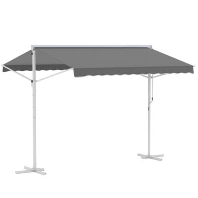 Store double pente manuel rétractable inclinaison réglable acier époxy blanc polyester imperméabilisé 3 x 2,95 x 2,6 m