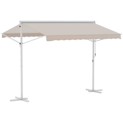 Store double pente manuel rétractable inclinaison réglable acier époxy blanc polyester imperméabilisé 3 x 2,95 x 2,6 m
