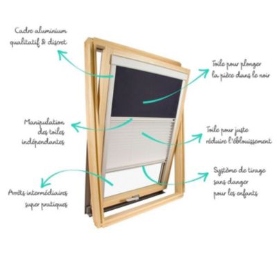 Store Duo compatible fenêtre de toit VELUX  pour dimension MK04 - Beige