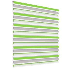 Store Enrouleur Double 55 x 150 cm - Couleur Vert-Gris-Blanc - Klemmfix - Sans Perçage