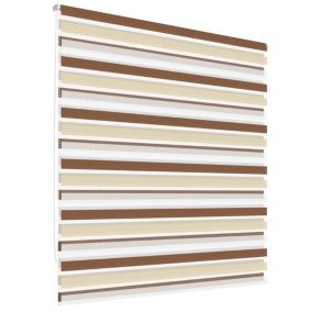 Store Enrouleur Double 70 x 150 cm - Blanc-Beige-Marron - Klemmfix - sans Perçage