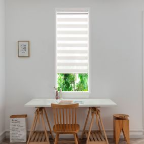 Store enrouleur jour/nuit Brize pose facile blanc chiné L.140 x l.45cm GoodHome