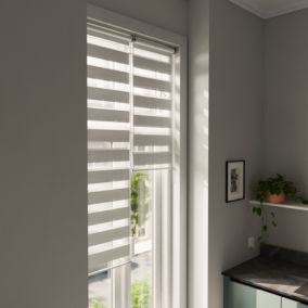 Store enrouleur jour/nuit Brize pose facile blanc chiné L.140 x l.45cm GoodHome