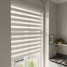 Store enrouleur jour/nuit Brize pose facile blanc chiné L.180 x l.120cm GoodHome
