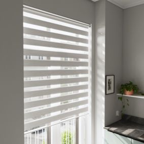 Store enrouleur jour/nuit Brize pose facile blanc chiné L.240 x l.160cm GoodHome