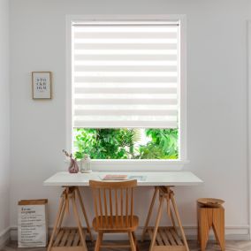 Store enrouleur jour/nuit Brize pose facile blanc chiné L.240 x l.180cm GoodHome