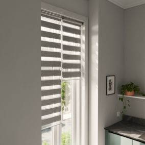 Store enrouleur jour/nuit Brize pose facile gris chiné L.140 x l.40cm GoodHome