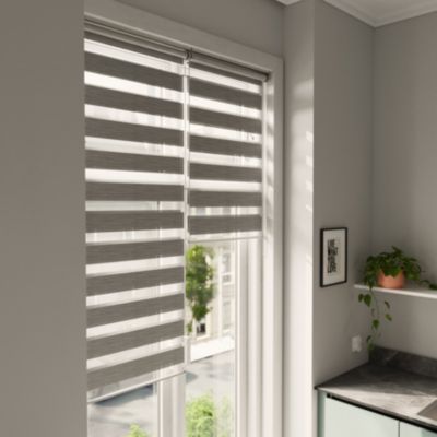 Store enrouleur jour/nuit Brize pose facile gris chiné L.180 x l.55cm GoodHome