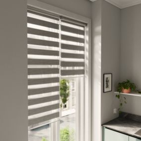 Store enrouleur jour/nuit Brize pose facile gris chiné L.240 x l.180cm GoodHome