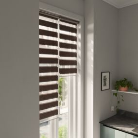 Store enrouleur jour/nuit Brize pose facile marron L.140 x l.40cm Goodhome