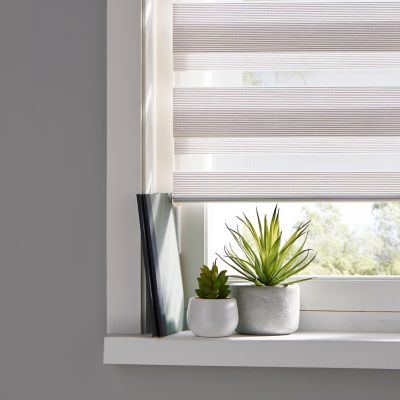 Store enrouleur jour / nuit Elin ligné blanc et gris l.55 x H.180cm Colours