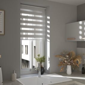 Store enrouleur jour/nuit Elin pose facile blanc cassé L.180 x l.55cm GoodHome