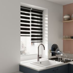 Store enrouleur jour/nuit Elin pose facile noir L.140 x l.45cm GoodHome