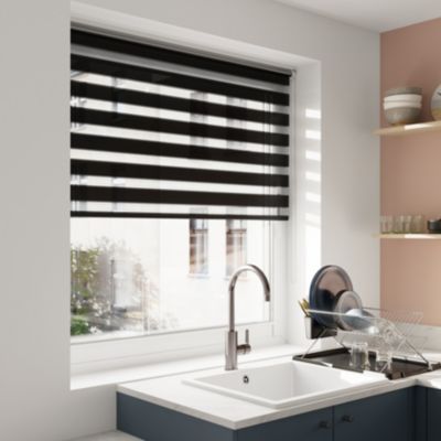 Store enrouleur jour/nuit Elin pose facile noir L.180 x l.120cm GoodHome