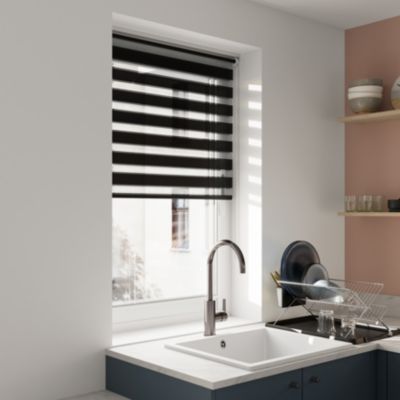 Store enrouleur jour/nuit Elin pose facile noir L.180 x l.90cm GoodHome