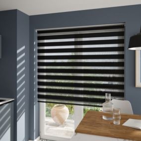 Store enrouleur jour/nuit Elin pose facile noir L.240 x l.160cm GoodHome