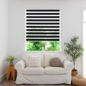 Store enrouleur jour/nuit Elin pose facile noir L.240 x l.180cm Goodhome