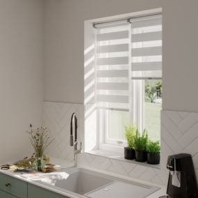 Store enrouleur jour/nuit Keston pose facile blanc cassé L.140 x l.40cm GoodHome