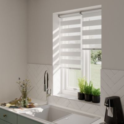 Store enrouleur jour/nuit Keston pose facile blanc cassé L.140 x l.45cm GoodHome