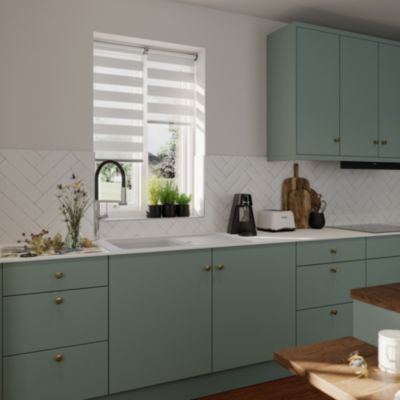 Store enrouleur jour/nuit Keston pose facile blanc cassé L.140 x l.45cm GoodHome
