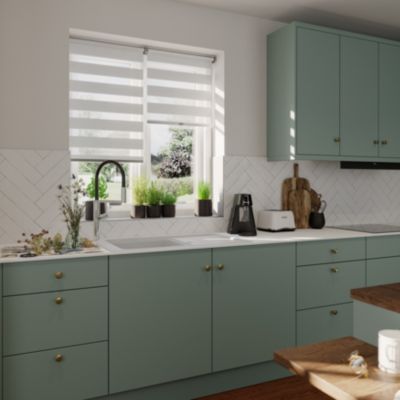 Store enrouleur jour/nuit Keston pose facile blanc cassé L.180 x l.80cm GoodHome