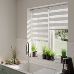 Store enrouleur jour/nuit Keston pose facile blanc L.180 x l.55cm Goodhome