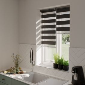 Store enrouleur jour/nuit Keston pose facile noir L.140 x l.40cm GoodHome