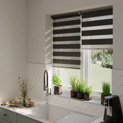 Store enrouleur jour/nuit Keston pose facile noir L.180 x l.80cm GoodHome