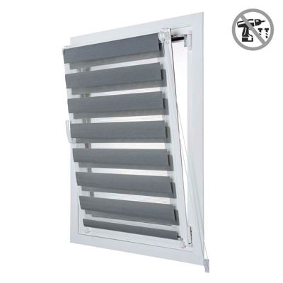 Store Enrouleur Jour Nuit sans perçage EasyFix Argent 75 x 180 cm
