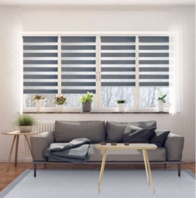 Store Enrouleur Jour Nuit sans perçage EasyFix Argent 75 x 180 cm