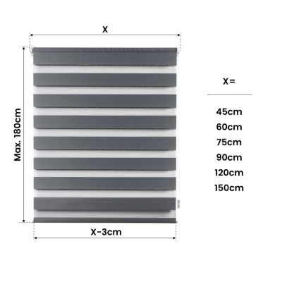 Store Enrouleur Jour Nuit sans perçage EasyFix Argent 75 x 180 cm
