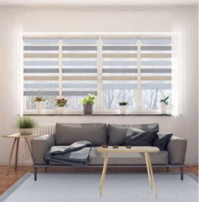 Store Enrouleur Jour Nuit sans perçage EasyFix Blanc-gris-beige 45 x 180 cm