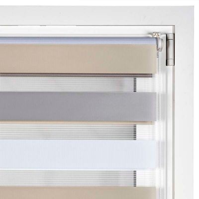 Store Enrouleur Jour Nuit sans perçage EasyFix Blanc-gris-beige 45 x 180 cm
