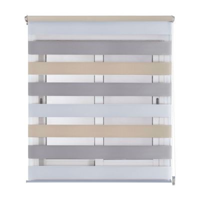 Store Enrouleur Jour Nuit sans perçage EasyFix Blanc-gris-beige 45 x 180 cm