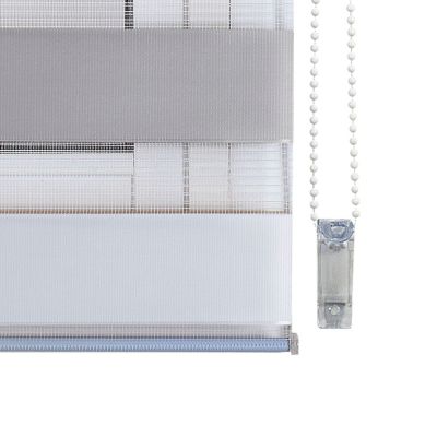 Store Enrouleur Jour Nuit sans perçage EasyFix Blanc-gris-beige 45 x 180 cm