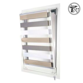 Store Enrouleur Jour Nuit sans perçage EasyFix Blanc-gris-beige 60 x 180 cm