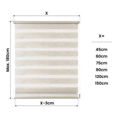 Store Enrouleur Jour Nuit sans perçage EasyFix Lin 75 x 180 cm