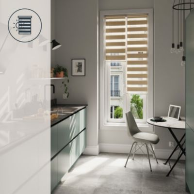 Store enrouleur jour / nuit sans perçage Brize beige l.40 x H.140cm Goodhome