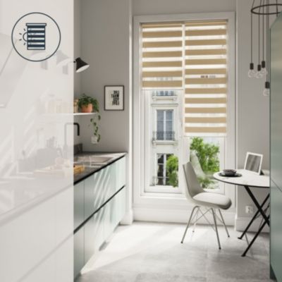 Store enrouleur jour / nuit sans perçage Brize beige l.55 x H.180cm Goodhome
