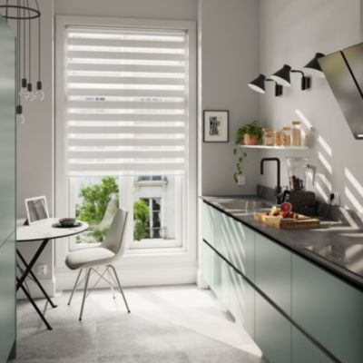 Store enrouleur jour / nuit sans perçage Brize blanc chiné l.120 x H.180cm Goodhome