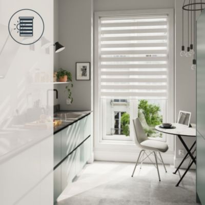 Store enrouleur jour / nuit sans perçage Brize blanc chiné l.120 x H.180cm Goodhome