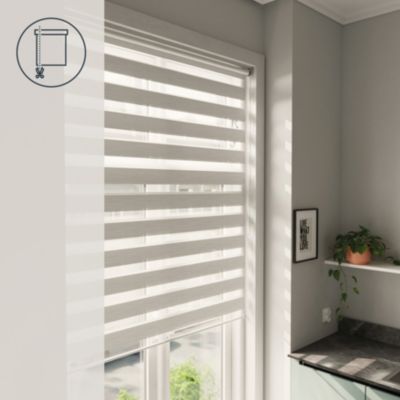 Store enrouleur jour / nuit sans perçage Brize blanc chiné l.120 x H.180cm Goodhome