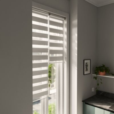 Store enrouleur jour / nuit sans perçage Brize blanc chiné l.40 x H.140cm Goodhome