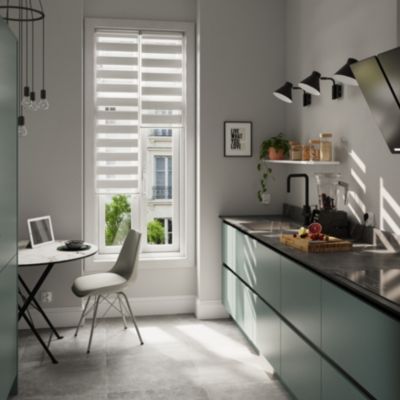 Store enrouleur jour / nuit sans perçage Brize blanc chiné l.40 x H.140cm Goodhome