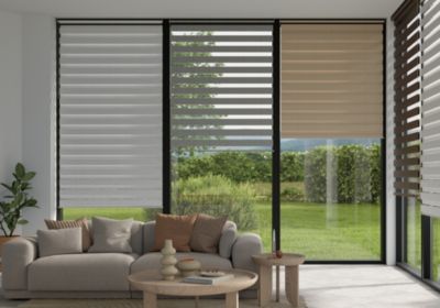 Store enrouleur jour / nuit sans perçage Brize blanc chiné l.40 x H.140cm Goodhome
