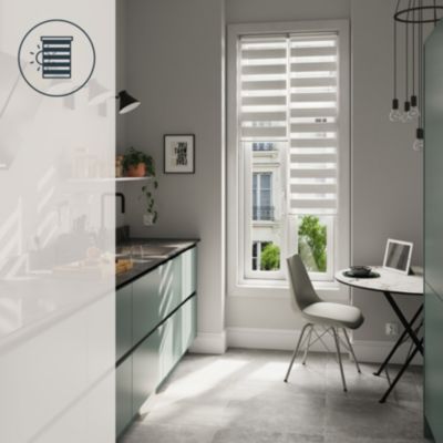 Store enrouleur jour / nuit sans perçage Brize blanc chiné l.40 x H.140cm Goodhome