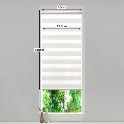 Store enrouleur jour / nuit sans perçage Brize blanc chiné l.45 x H.140cm Goodhome
