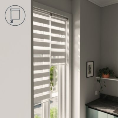 Store enrouleur jour / nuit sans perçage Brize blanc chiné l.45 x H.140cm Goodhome
