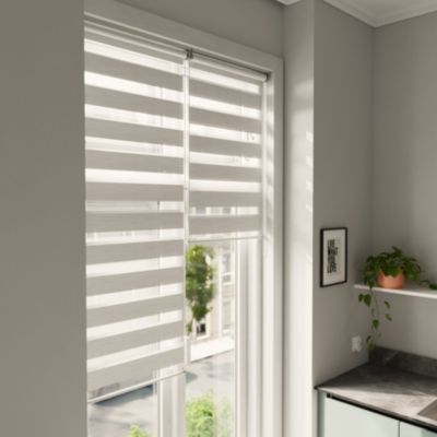 Store enrouleur jour / nuit sans perçage Brize blanc chiné l.55 x H.180cm Goodhome